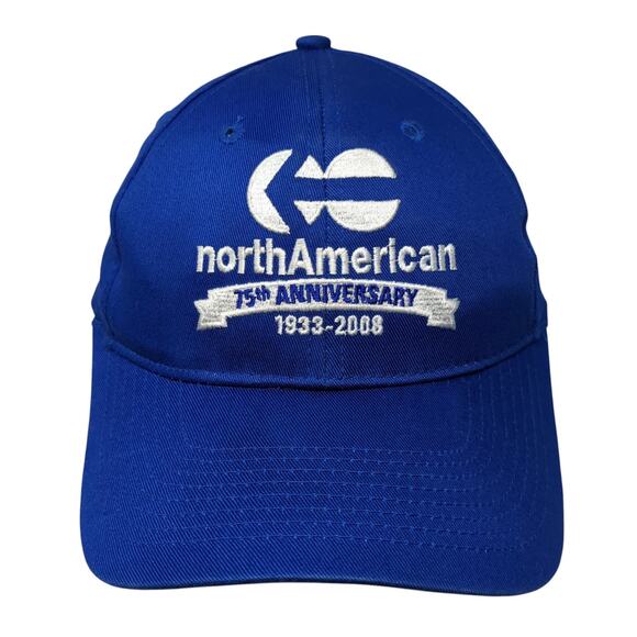 North American 75th Anniversary Strapback Hat Blue One Size Adjustable - Picture 1 of 9